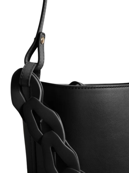 Black bucket  leather bag