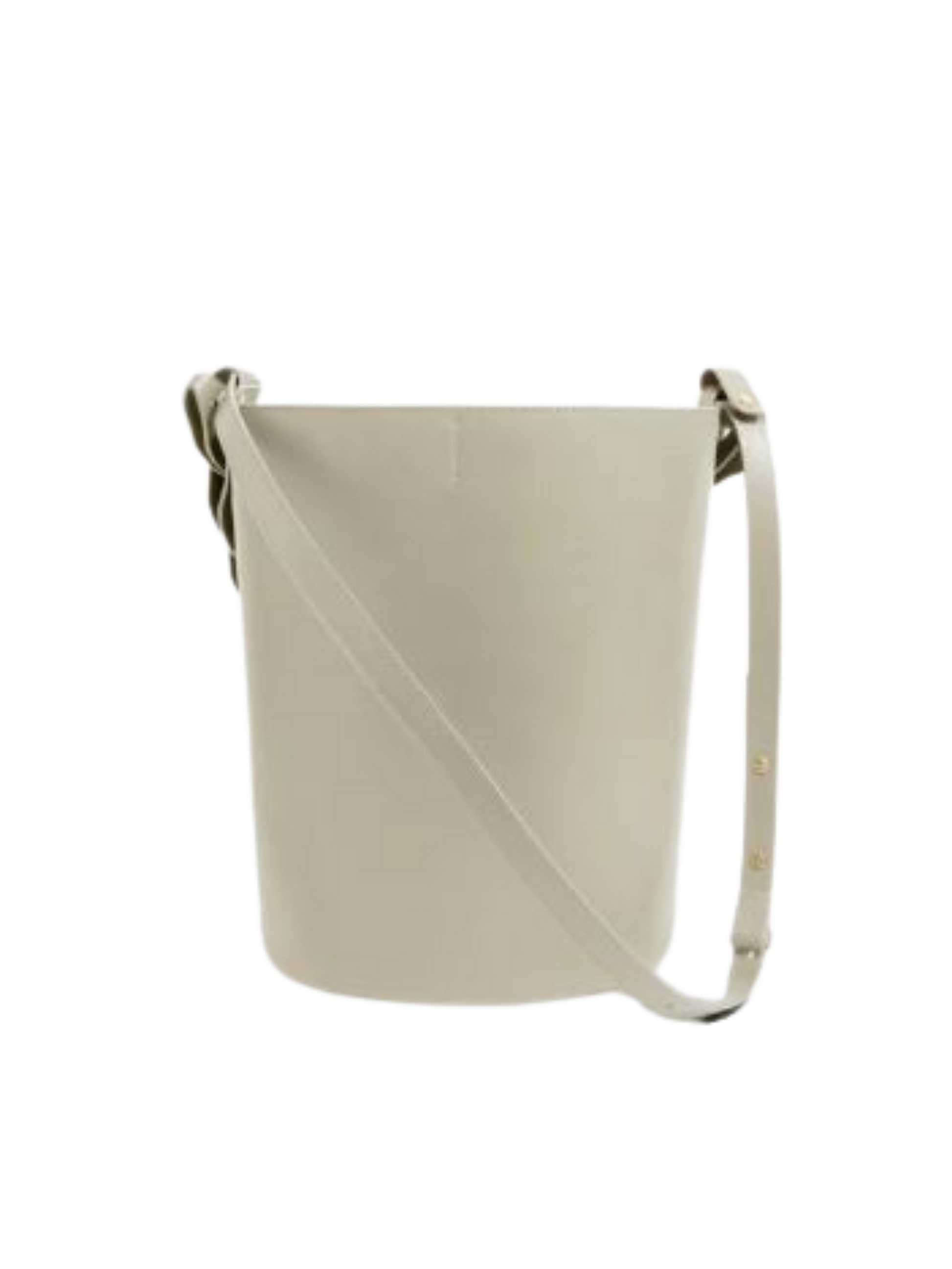 Off White Leather Bucket Bag With Two Straps