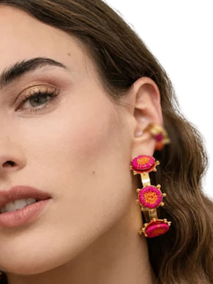  Bronze hoops with 24k gold and werregue palm