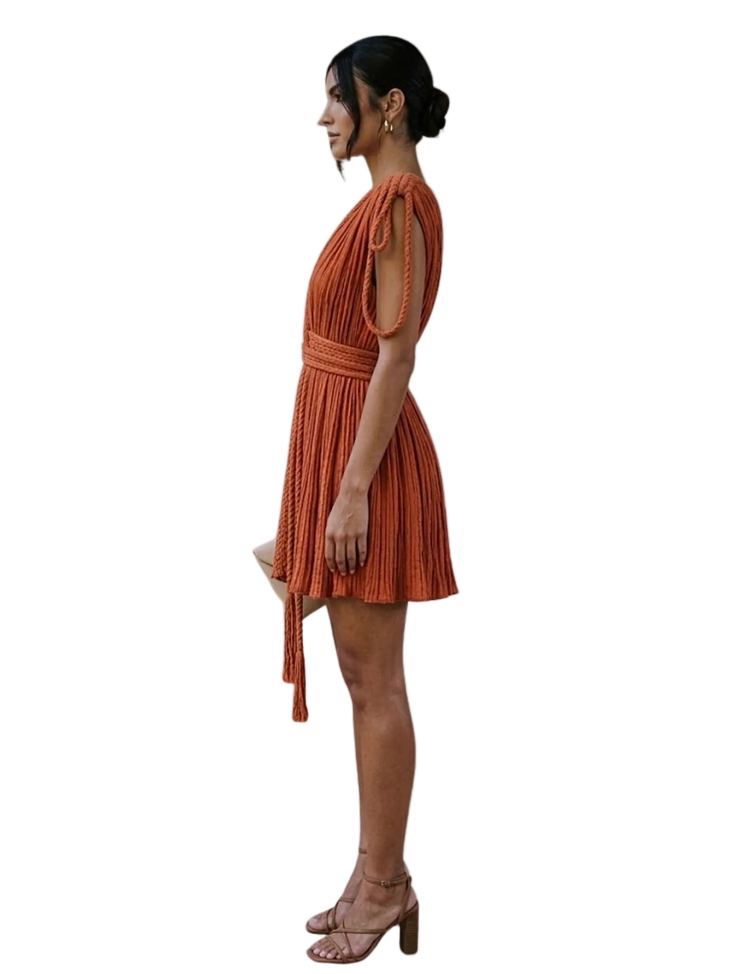 Orange coral dress with rope details