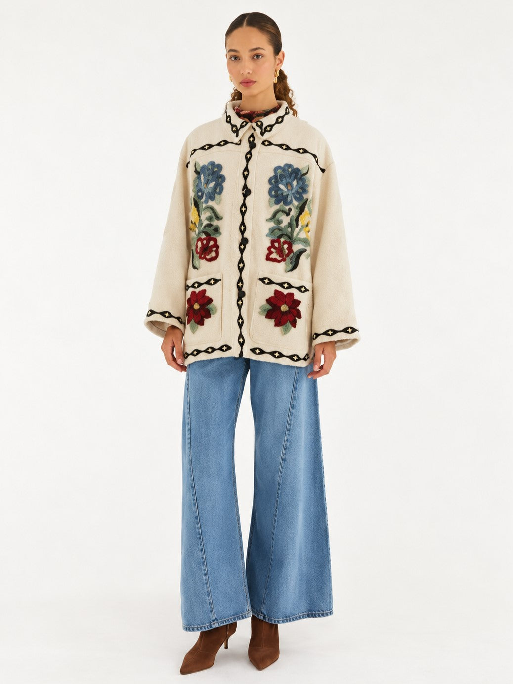 Lunar Boho Cropped Fleece Coat