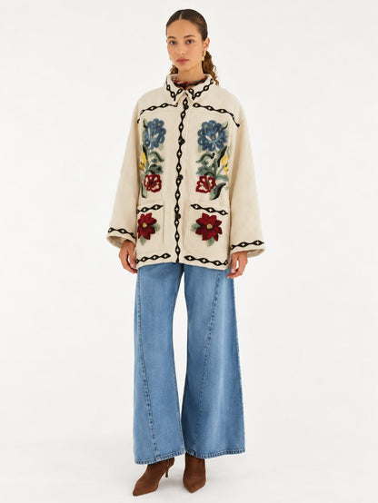Lunar Boho Cropped Fleece Coat