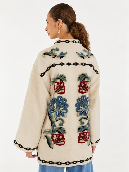 Lunar Boho Cropped Fleece Coat
