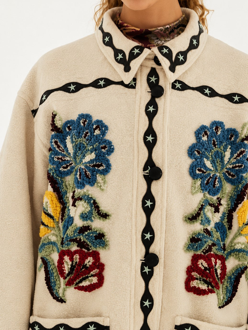 Lunar Boho Cropped Fleece Coat