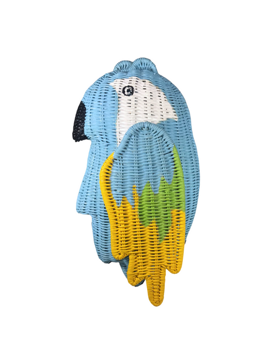 Woven Parrot Shaped Clutch In Blue