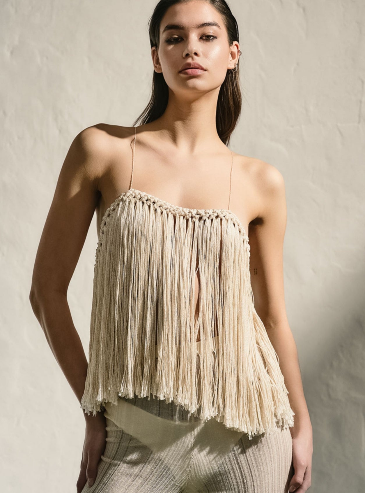 Macramé Fringe Top white