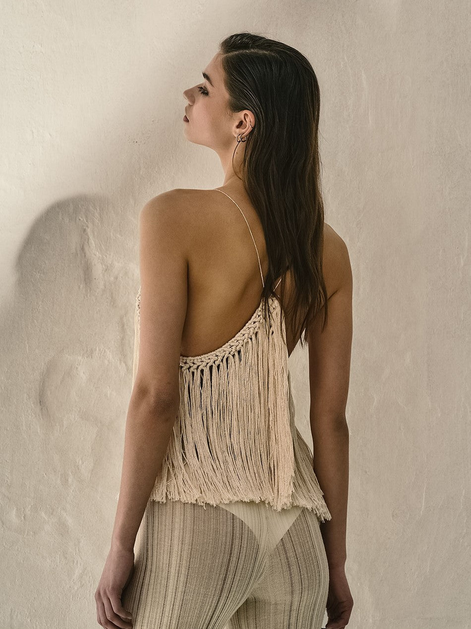 Macramé Fringe Top white
