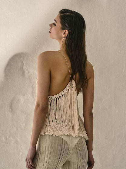 Macramé Fringe Top white