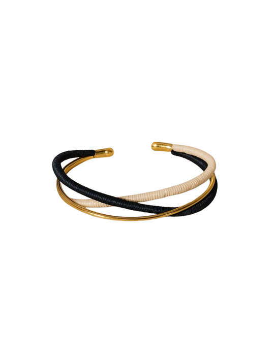 Bangle 24k gold-plated bronze with palm fiber