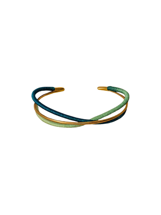Bangle 24k gold-plated bronze with palm fiber