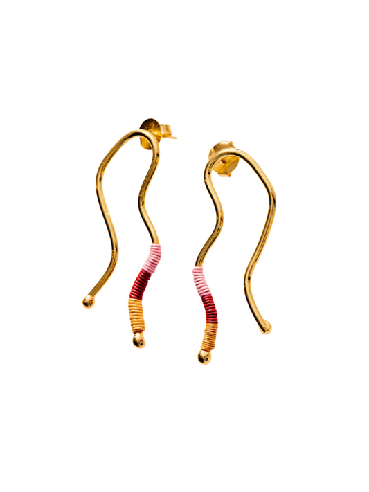  24k gold-plated bronze earrings with werregue palm fiber