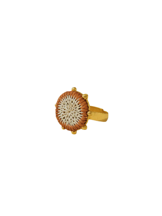 Gold-plated Ring With Natural Fiber
