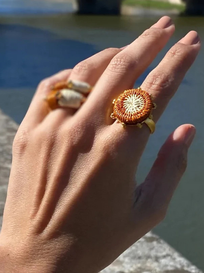 Gold-plated Ring With Natural Fiber