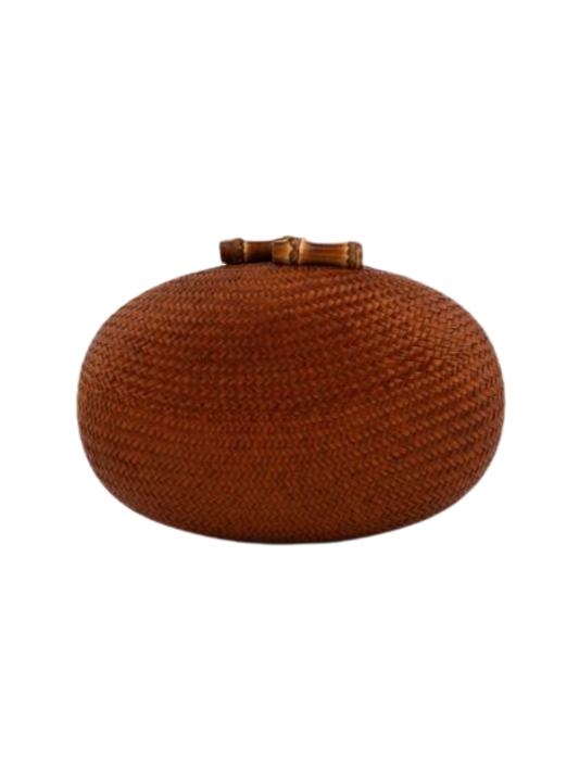 Brown woven clutch bag 