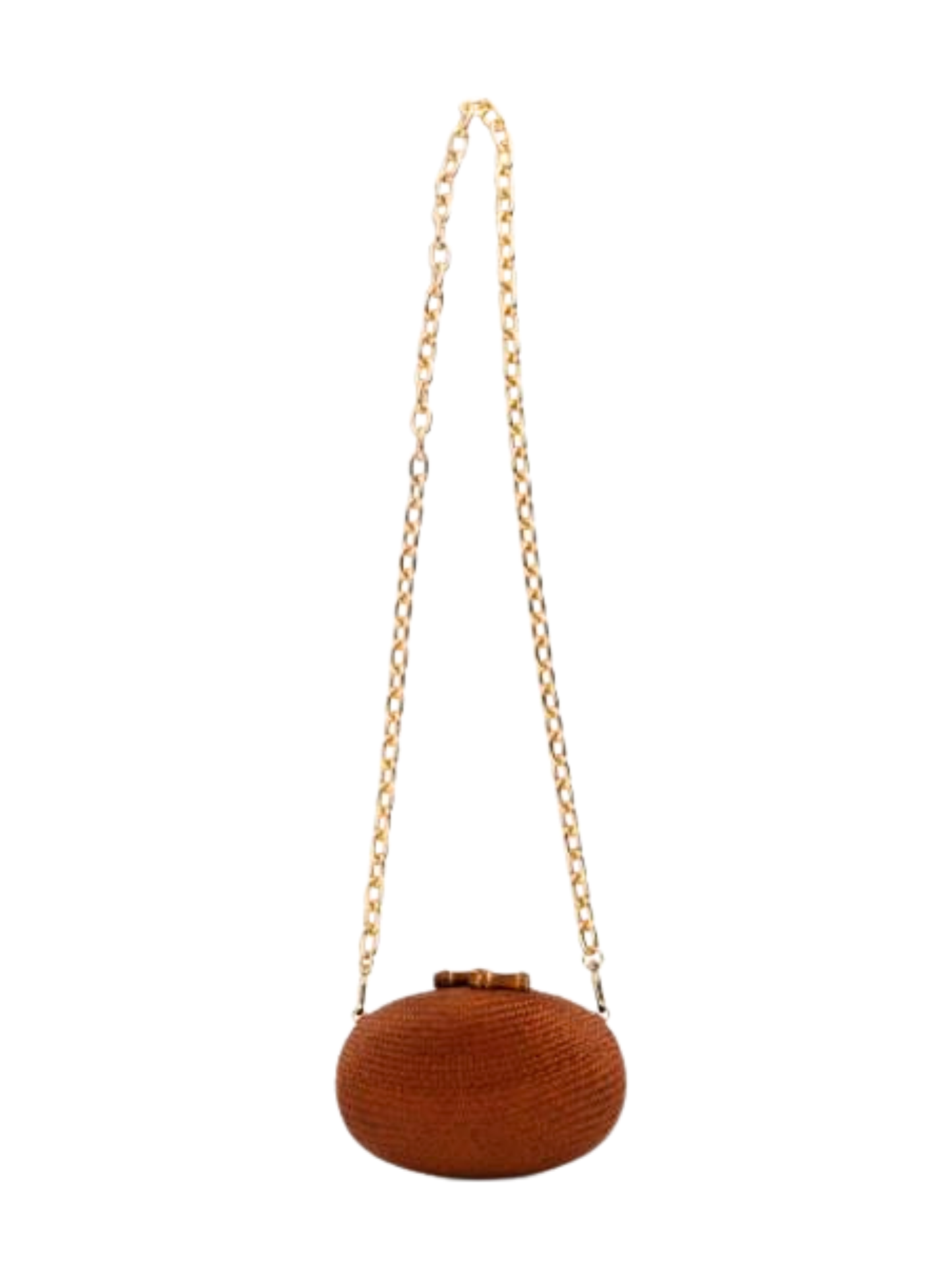 Brown handbag with a gold chain