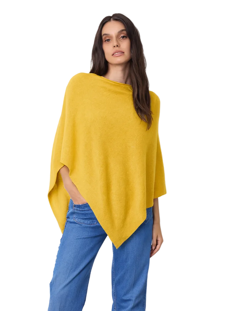 yellow cashmere poncho