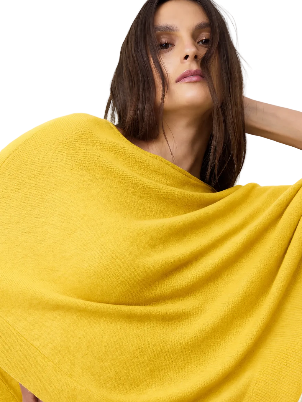 yellow cashmere poncho