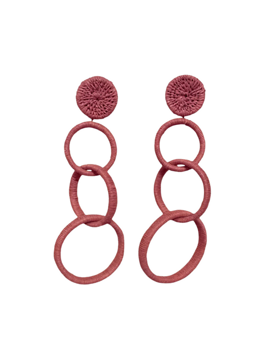 Pair of pink earrings with multiple circular loops