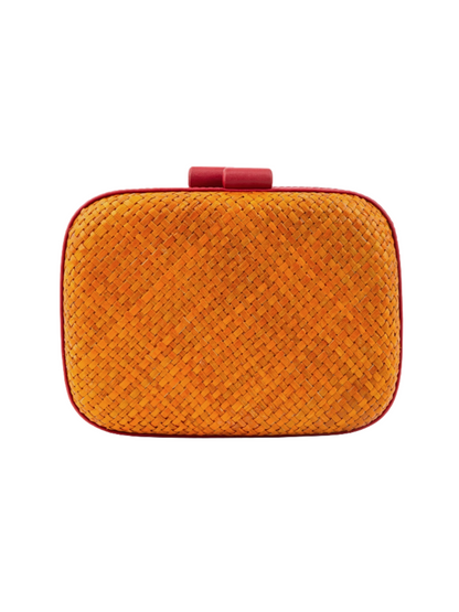  Orange Ticog Natural Fiber Clutch With Multiple Straps