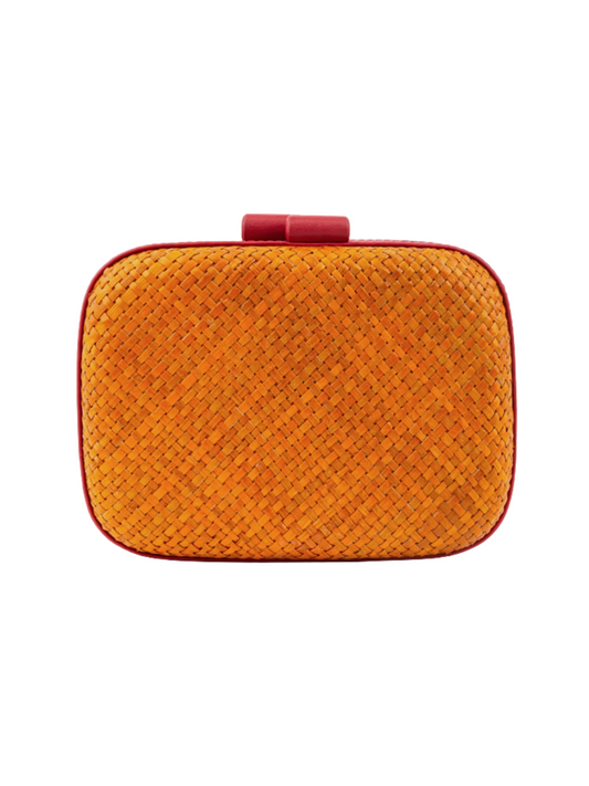  Orange Ticog Natural Fiber Clutch With Multiple Straps