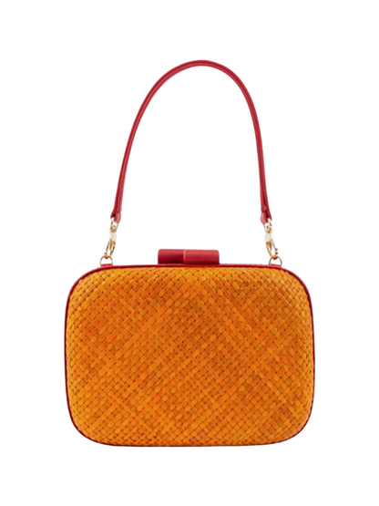  Orange Ticog Natural Fiber Clutch With Multiple Straps