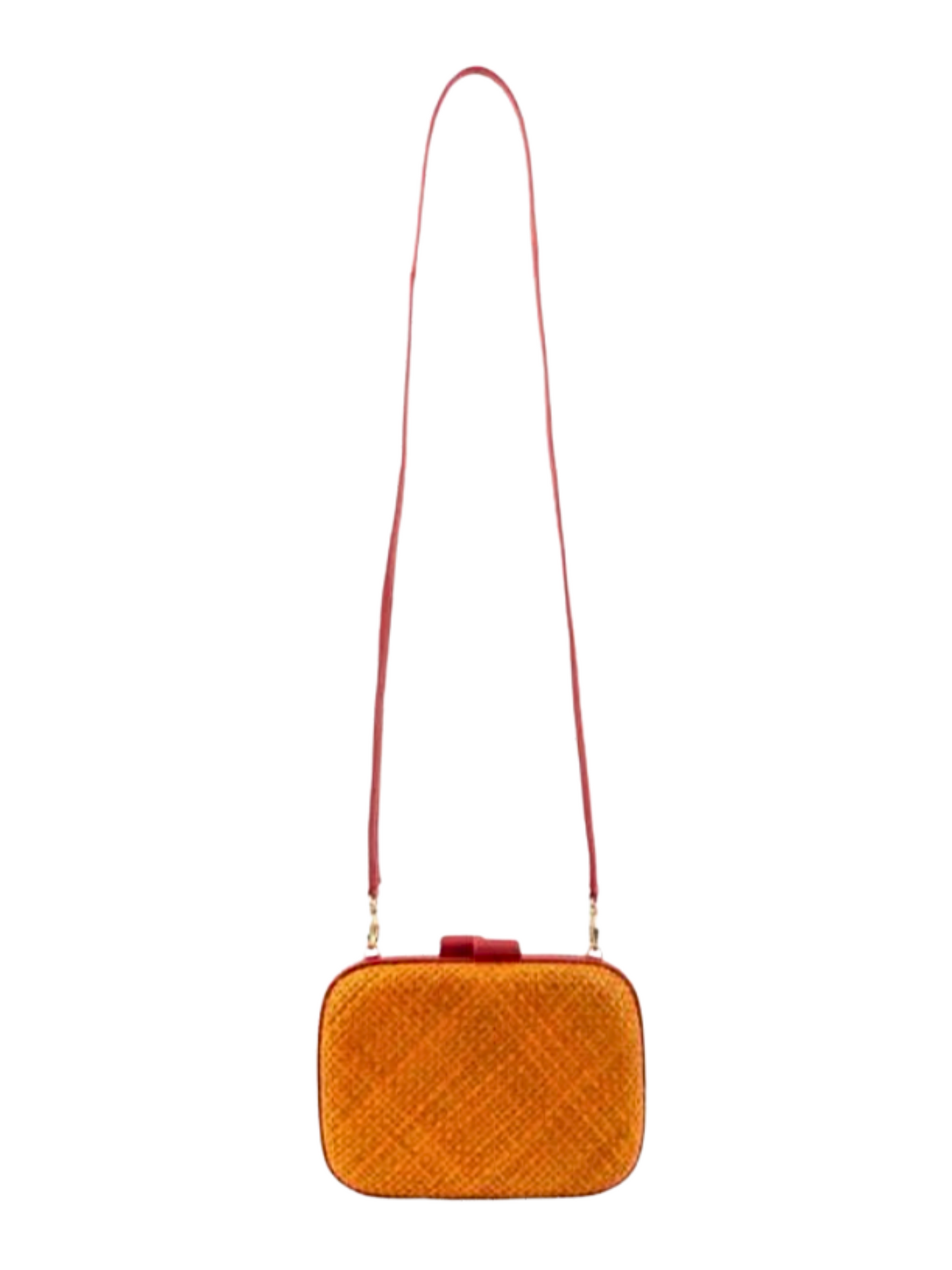  Orange Ticog Natural Fiber Clutch With Multiple Straps