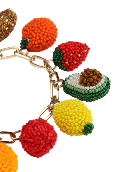 chain bracelet with beaded fruit charms 
