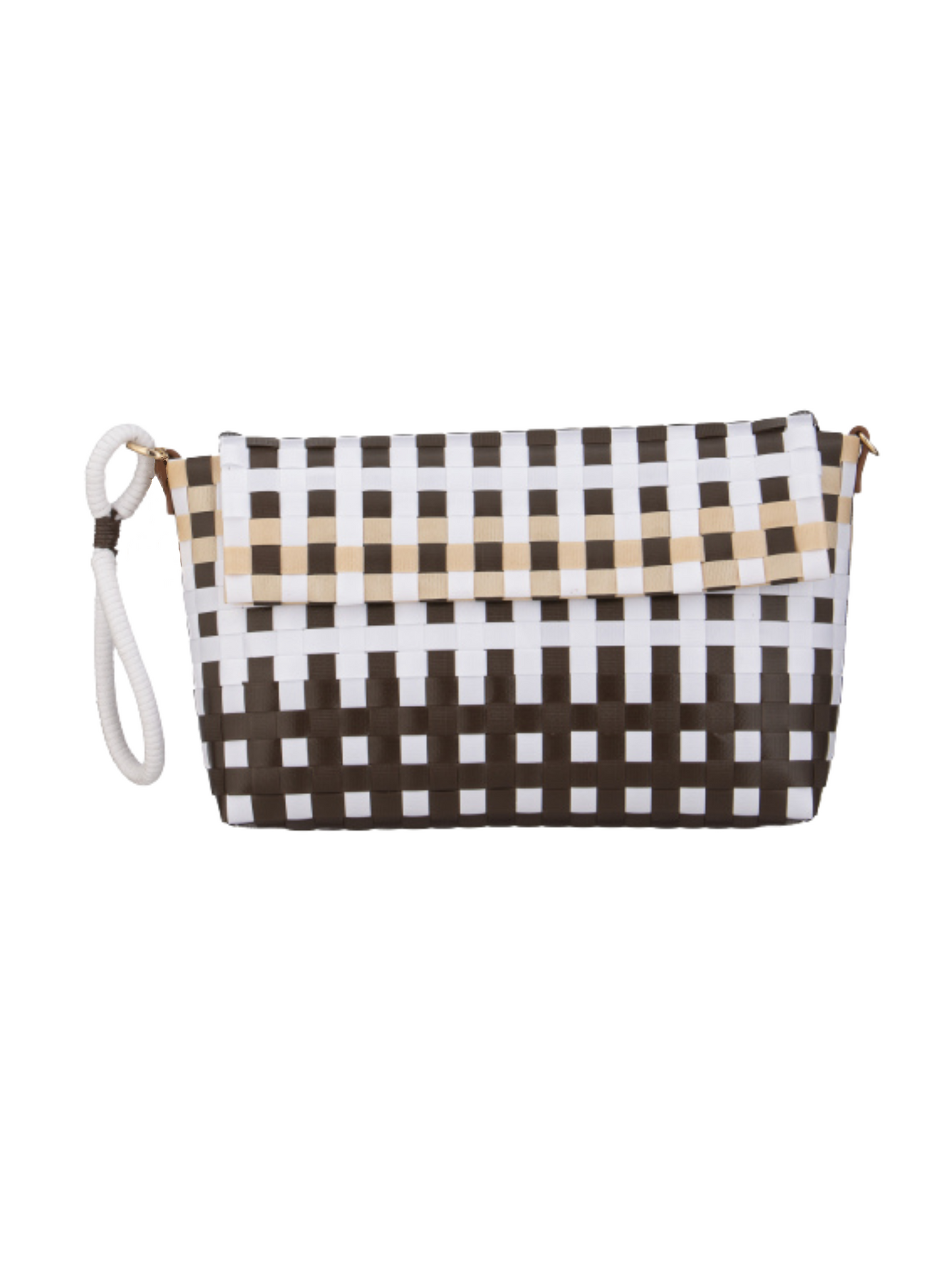 Checkered pouch with a wrist strap