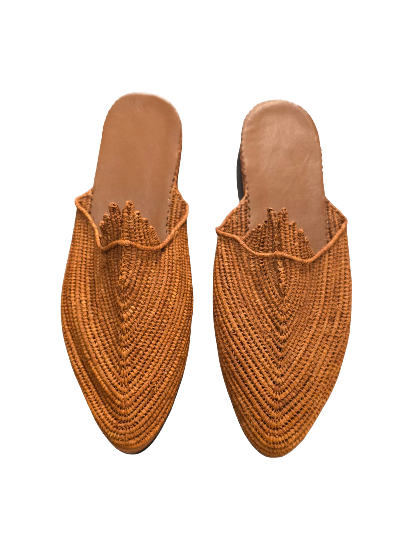 Pair of brown woven slippers 