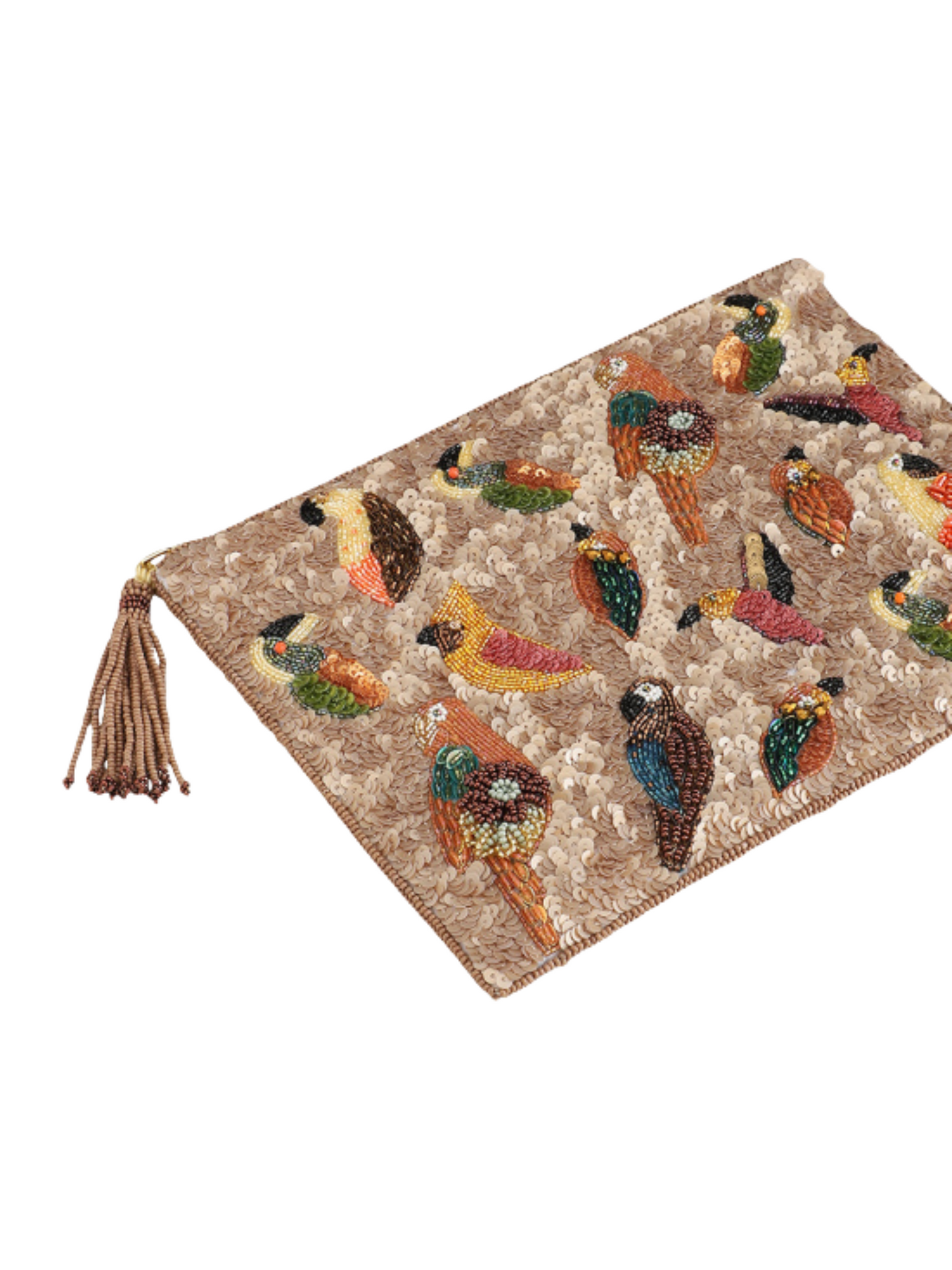beaded clutch with bird designs