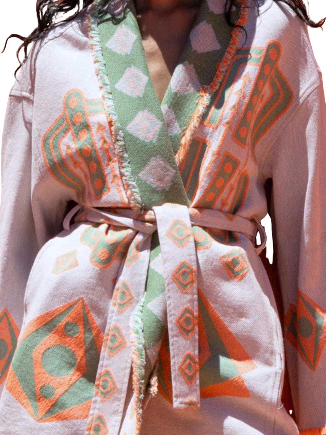 pattern wrap jacket with a belt