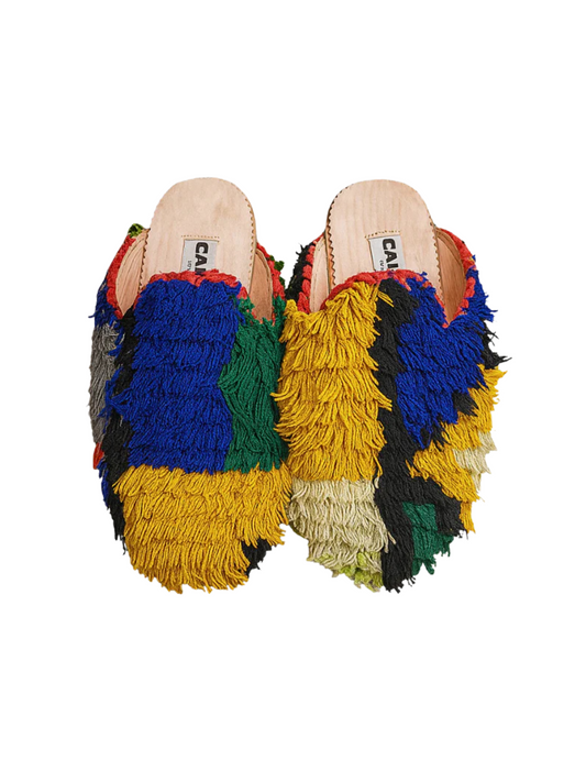 Babouches handmade from upcycled vintage Berber rugs