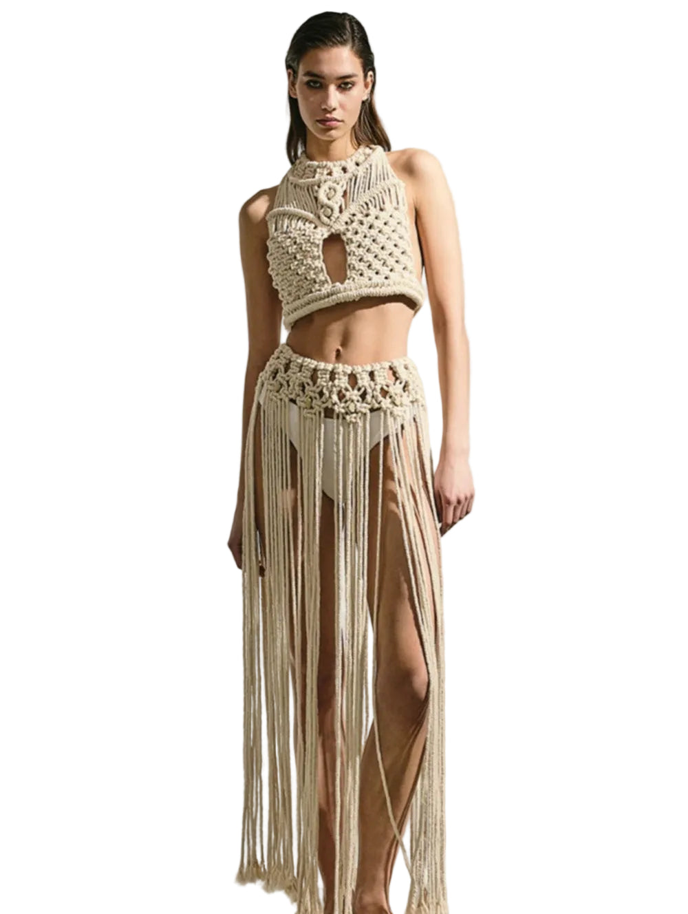 beige macrame skirt 