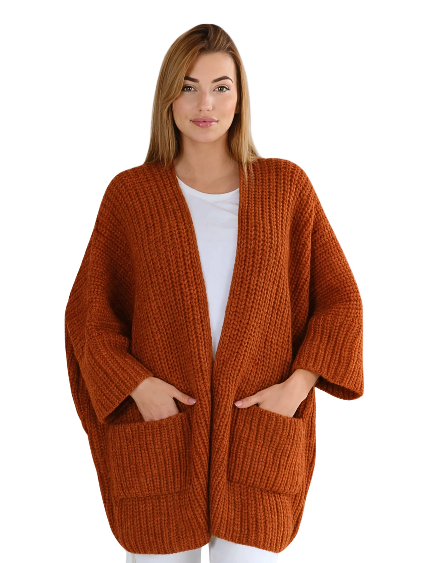 Orange 
Rust cardigan 