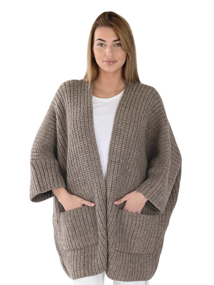  gray brown knitted cardigan