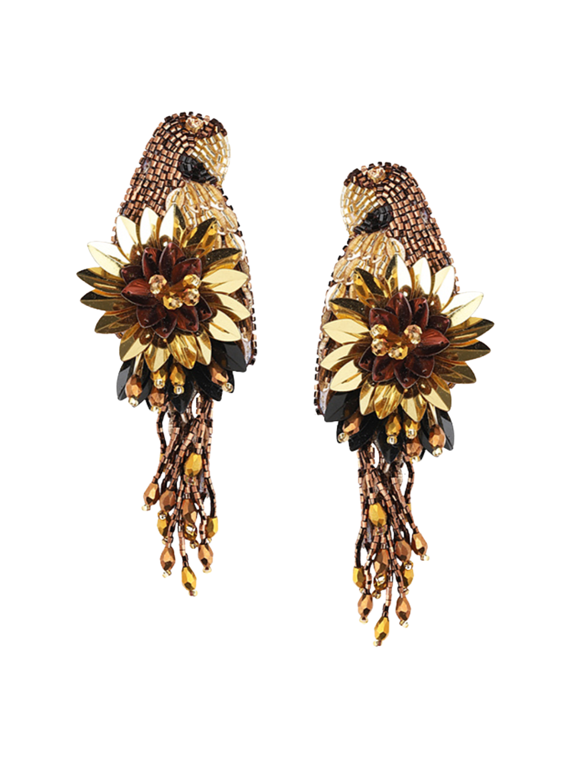  Bird earrings with beads and sequins