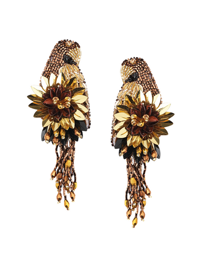  Bird earrings with beads and sequins