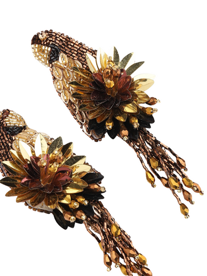  Bird earrings with beads and sequins