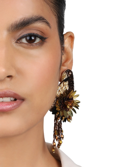  Bird earrings with beads and sequins