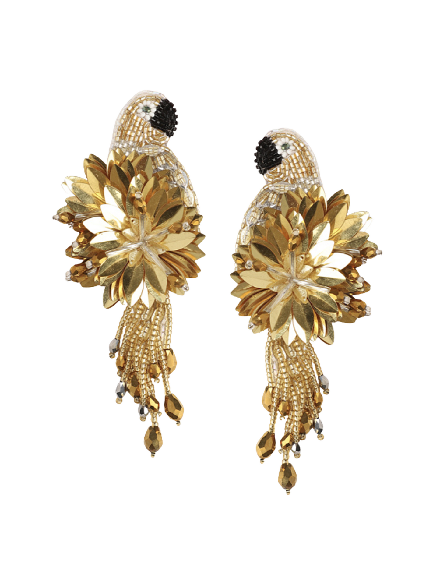 Gold parrot-shaped earrings