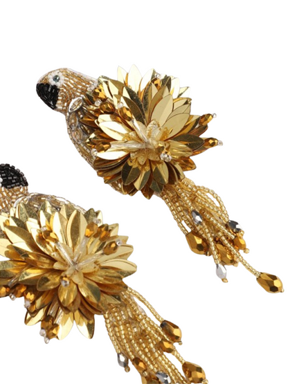 Gold parrot-shaped earrings