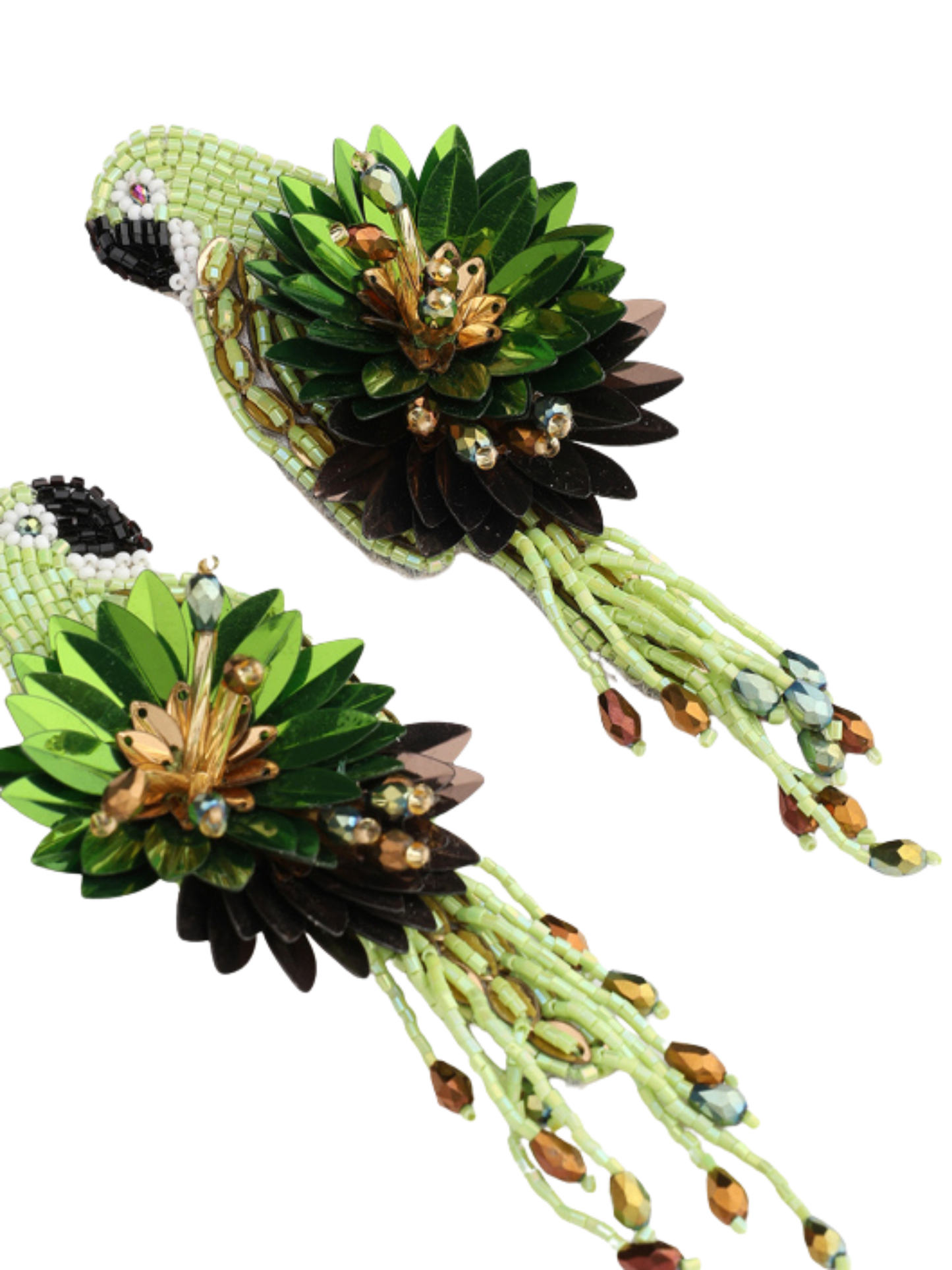 Earrings parrot figurine with beads