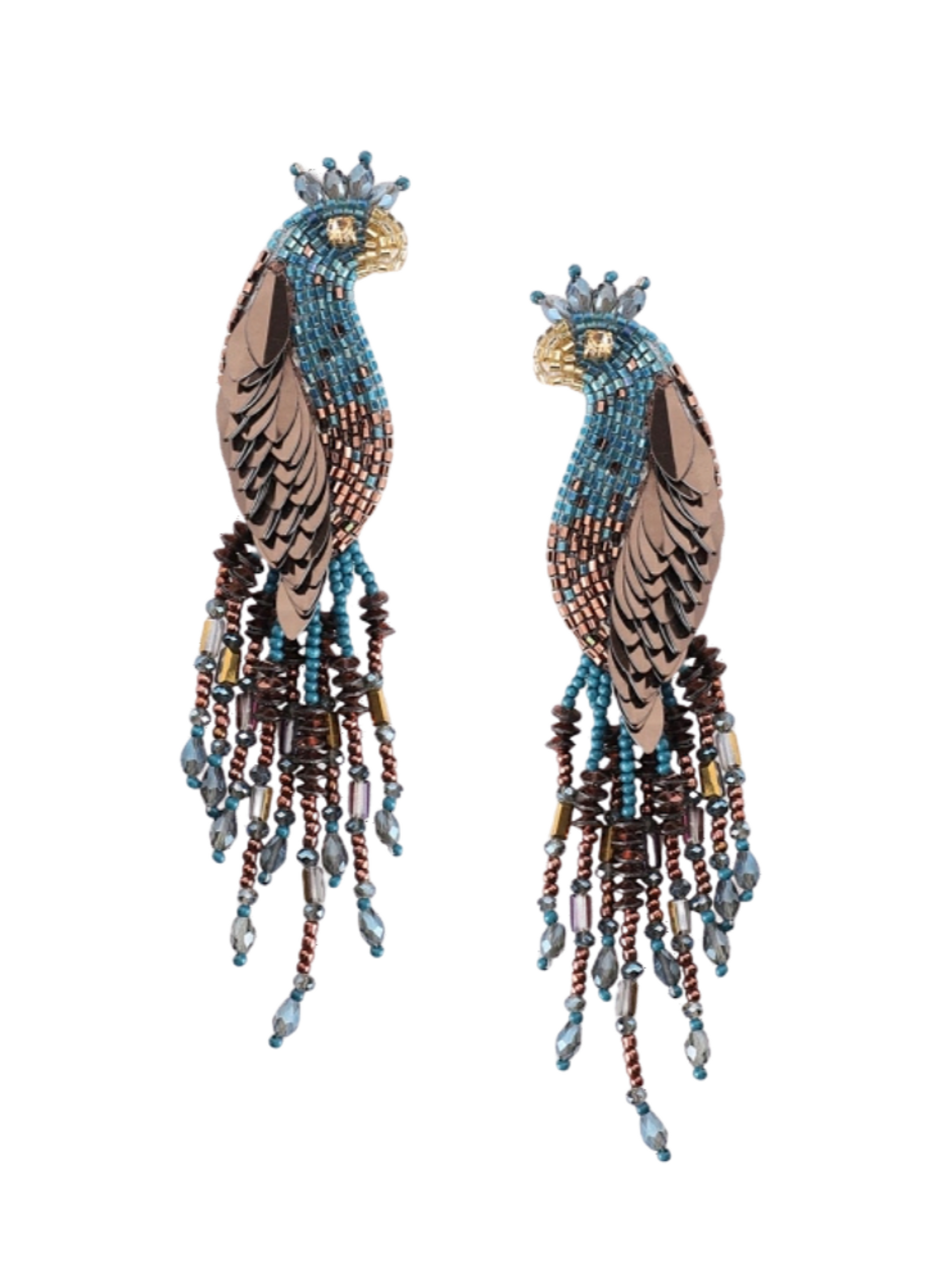  Peacock Earrings handcrafted with beads and sequins