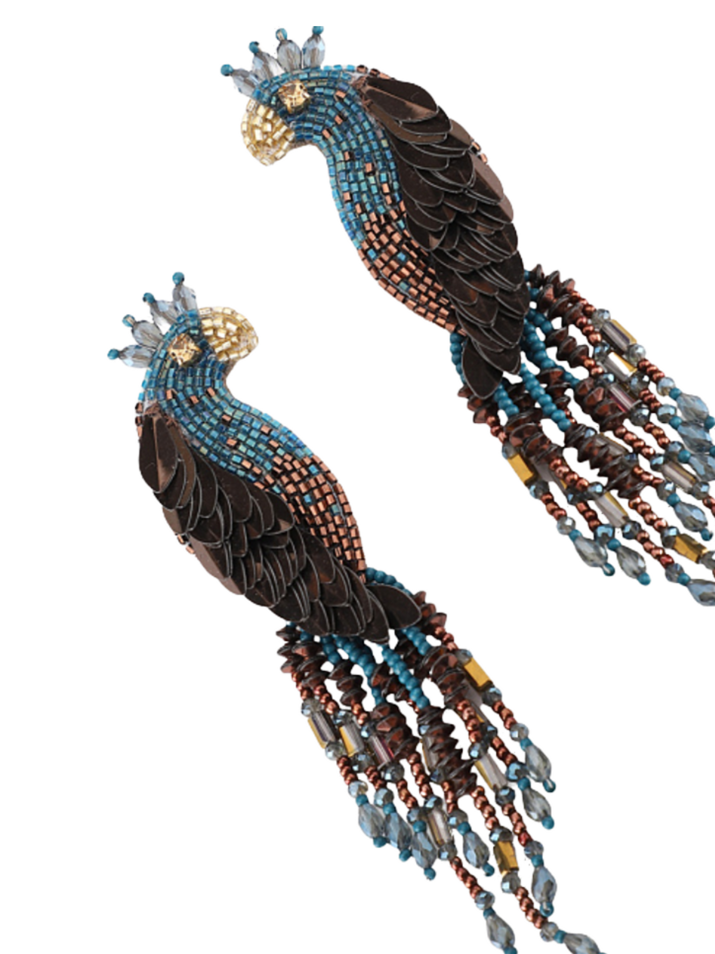  Peacock Earrings handcrafted with beads and sequins