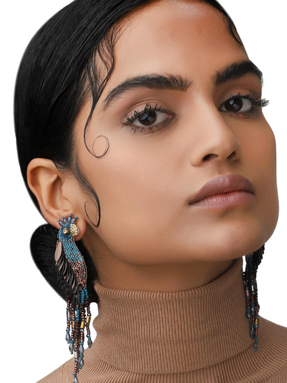  Peacock Earrings handcrafted with beads and sequins