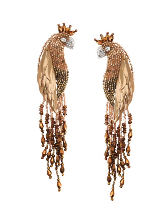 Peacock Earrings handcrafted  with beads and sequins
