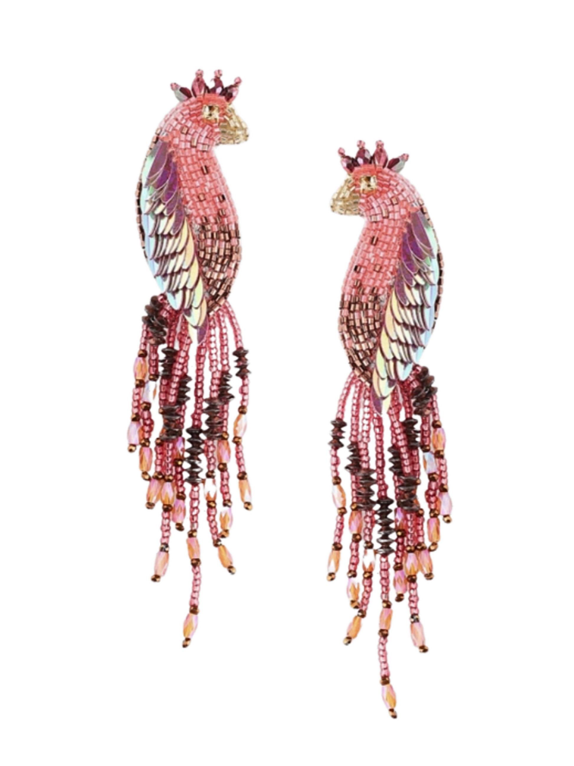 Peacock Earrings handcrafted  with beads and sequins