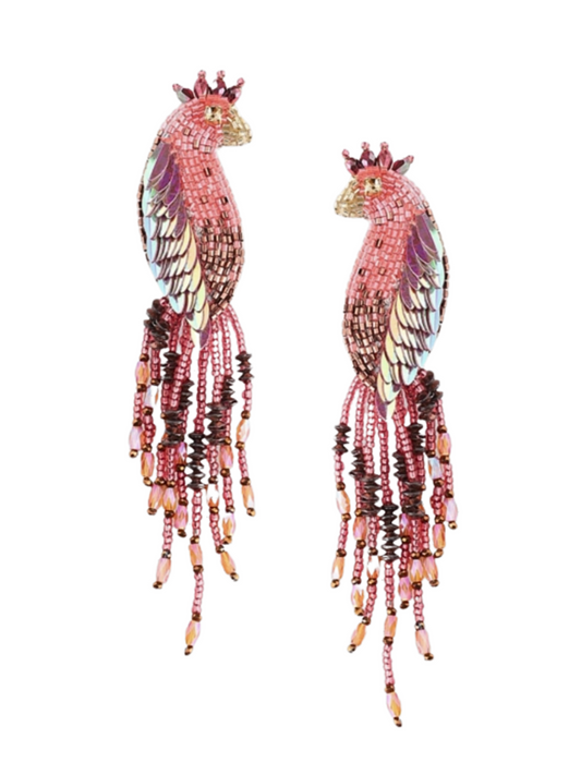 Peacock Earrings handcrafted  with beads and sequins