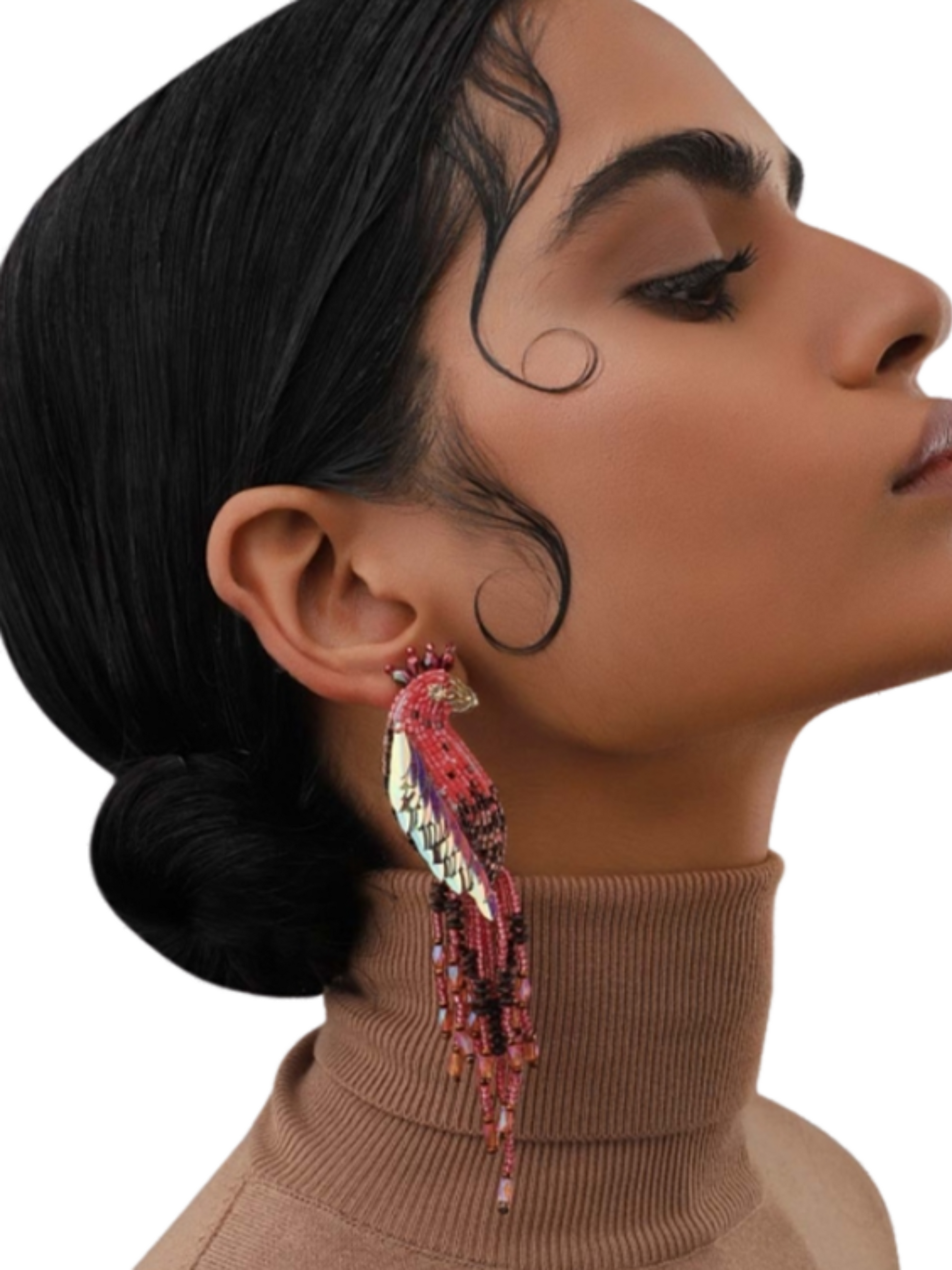 Peacock Earrings handcrafted  with beads and sequins