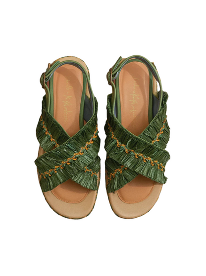 platform sandals hand embroidered raffia